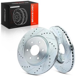 A-Premium - Rotores de freno de disco perforados y ranurados delanteros de 11.65 pulgadas (295.8 mm) compatibles con modelos seleccionados de Suzuki, Frontier 2005-2019, Pathfinder 2005-2012