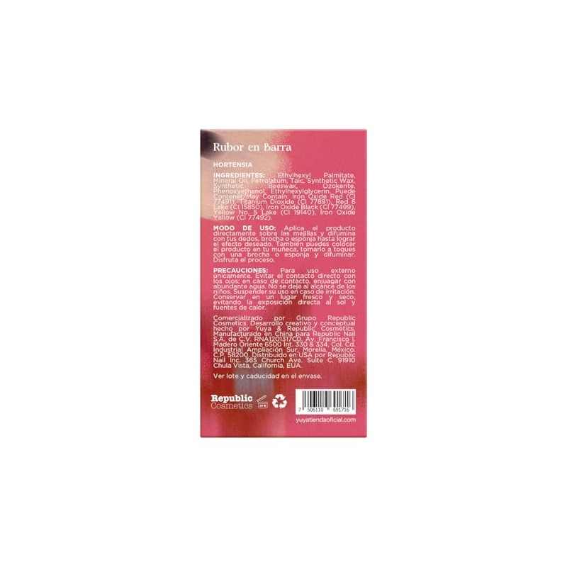 Republic Cosmetics - Blush En Barra Hortensia (Bugambilia)