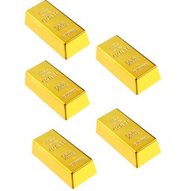 VALICLUD Pack of 5 Replica Gold Bars Fake Golden Brick Bars Plastic Gold Bar Decorative Prop Film Stage Pirate Party Novelty Gifts