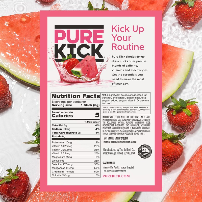 Pure Kick Hydration Singles To Go Drink Mix, Strawberry Watermelon,