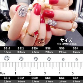 Nail Art Parts, Crystal Rhinestones, For Decoration, Large Capacity Set, DIY Self Nail, 4 Colors, Case Included, 2 Tweezers Included