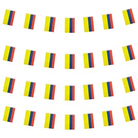 WXTWK Colombia Flags Colombian Small Mini Pennant String Banner Flag Festival Decorations(50 Feet 38 Flags)