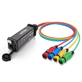 QITOPGLINK Audio Snake 4 Channel 3Pin XLR Female to RJ45 Cat5/Cat6 Ethernet Breakout for Live Stage Audio, Lighting,Sound,Audio Recording Studio-1.64Feet