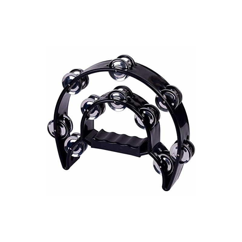 igadgitz Xtra U7236 Double Half Moon Tambourine - Black