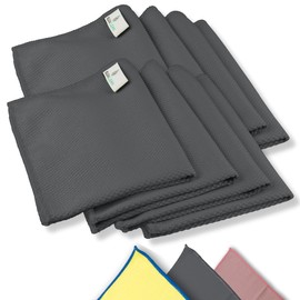 ELEXACLEAN Window Cloth, Streak-Free, Microfibre Window Cleaning Cloths (Pack of 8, 40 x 30 cm, Anthracite) Premium Glass Cleaning Cloths Car for Indoor and Outdoor Use