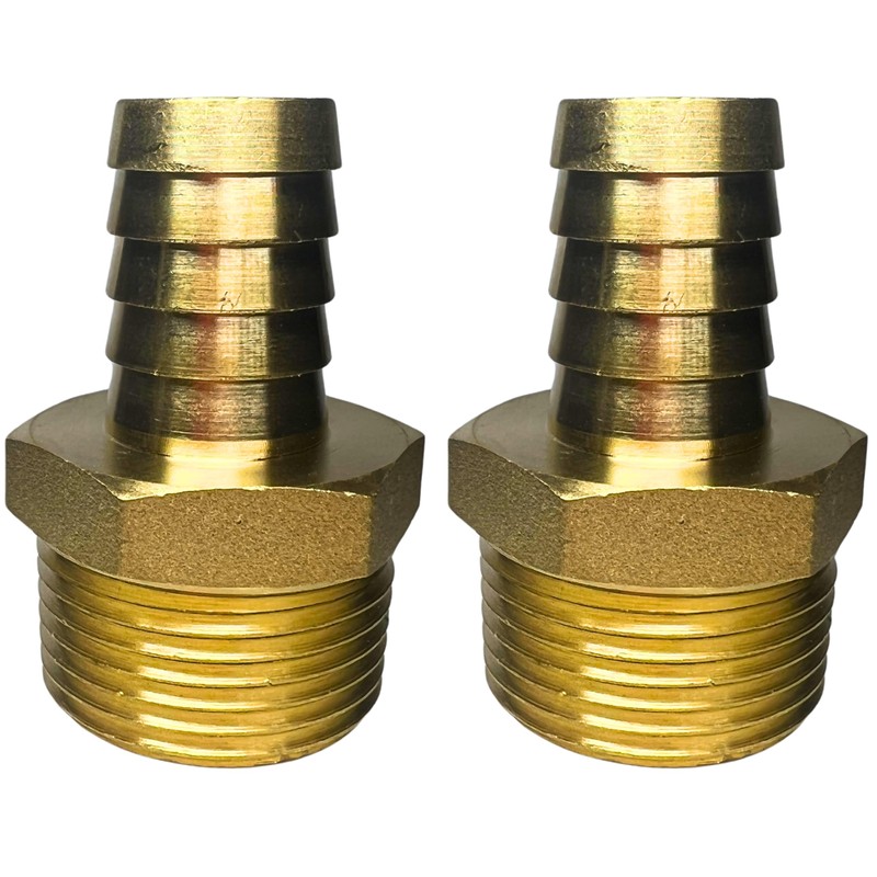 2pcs 1'' NPT x 3/4'' Barb Brass Hose Fitting Barbed