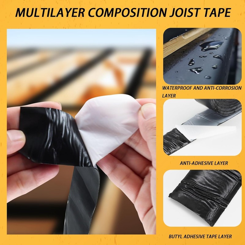 Heelos 4 Pack Joist Tape for Decking 1-5/8"×50', Weather-Resistant Deck