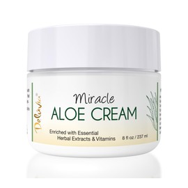 Deluvia Miracle Aloe Cream | Face & Body Moisturizer with Vitamin E & Organic Aloe Vera | Hydrating, Soothing for Dry Skin, Anti-Wrinkle, Acne Scars, Rosacea, Psoriasis, Eczema - 8 oz