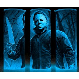 Novelty Glow in the Dark Michael Myers Horror Full Moon in Forest Cup Mug Tumbler 20oz