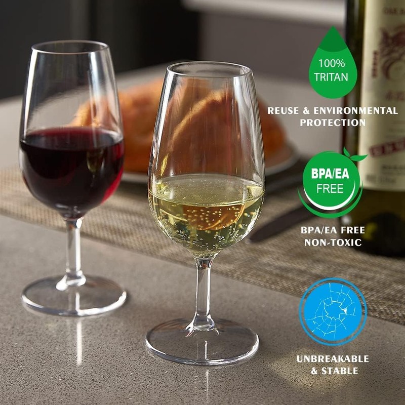 MICHLEY Unbreakable Stemmed Wine Glasses, 100% Tritan Plastic Snifter Glasses,