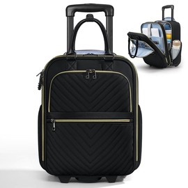 NUBILY Underseat Carry On Luggage with Wheels, 16-inch Airline Approved Luggage Lightweight Softside Underseater Travel Suitcases Durable Overnight Bag Rolling Carry-on Bag for Women Men - Color: Black