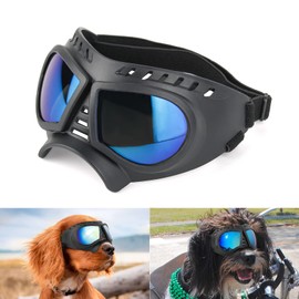 NAMSAN Dog Glasses Sunglasses for Dogs Eye Protection Dog Glasses with Adjustable Straps Fashion Dog Safety Glasses for Small / Medium Dogs Blue