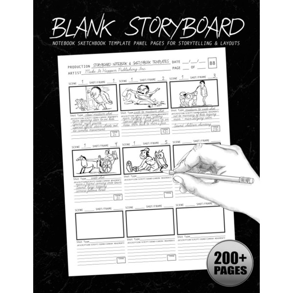 Blank Storyboard: Notebook Sketchbook Template Panel Pages for Storytelling &