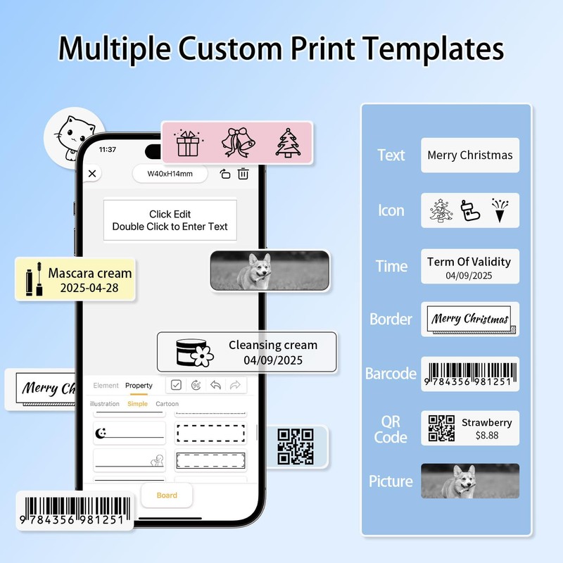 Rongta Mini Label Maker Machine with Tape Bluetooth Sticker Printer
