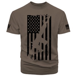 Dion Wear American Rifle Flag Mens Graphic T-Shirt, Brown, Large