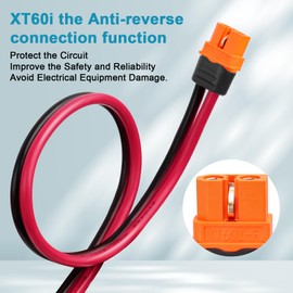 MOOKEERF XT60i to O Ring Terminal Cable 10 AWG 3FT XT60i Female to O Ring Connector XT60i-F Extension Cable for Portable Power Station Solar Generator