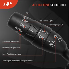 A-Premium Turn Signal Switch, Headlight Dimmer (Auto), Parking/Fog Light Multifunction Switch Lever Compatible with Honda Odyssey 2011-2012, Pilot 2009-2010 & 2012