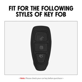 WORCAS 2 Pcs Key Fob Case Carbon Fiber Pattern Silicone Cover Compatible with Ford C-MAX Escape Fiesta Focus Focus RS Fusion 3 Button