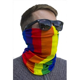 International Tie Face Mask Bandana – Gay Pride Rainbow Colors Soft & Breathable Material Multi-Functional Neck Gaiter, Balaclava, Sunmask or Headband