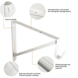 2 Pack Heavy Duty Closet Shelf and Rod Brackets,Shelf Brackets Clothes,Closet Shelves Bracket with Rod Shelving Support,with Screws White
