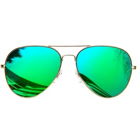 KANASTAL Sunglasses, Women's Vintage Round Retro Men's Polarised John Lennon Hippie Steampunk Sunglasses with Metal Frame, 100% UV Protection, Black, Green