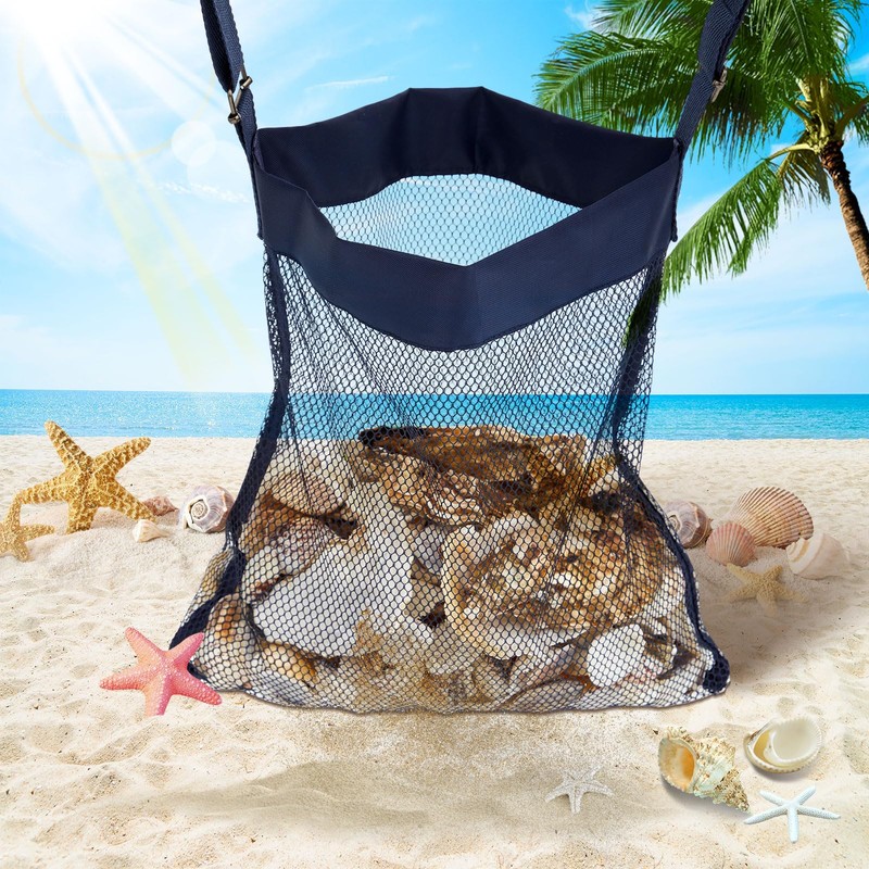 VioraWhite 2 Pcs Extra Large Mesh Beach Bags for Seashells