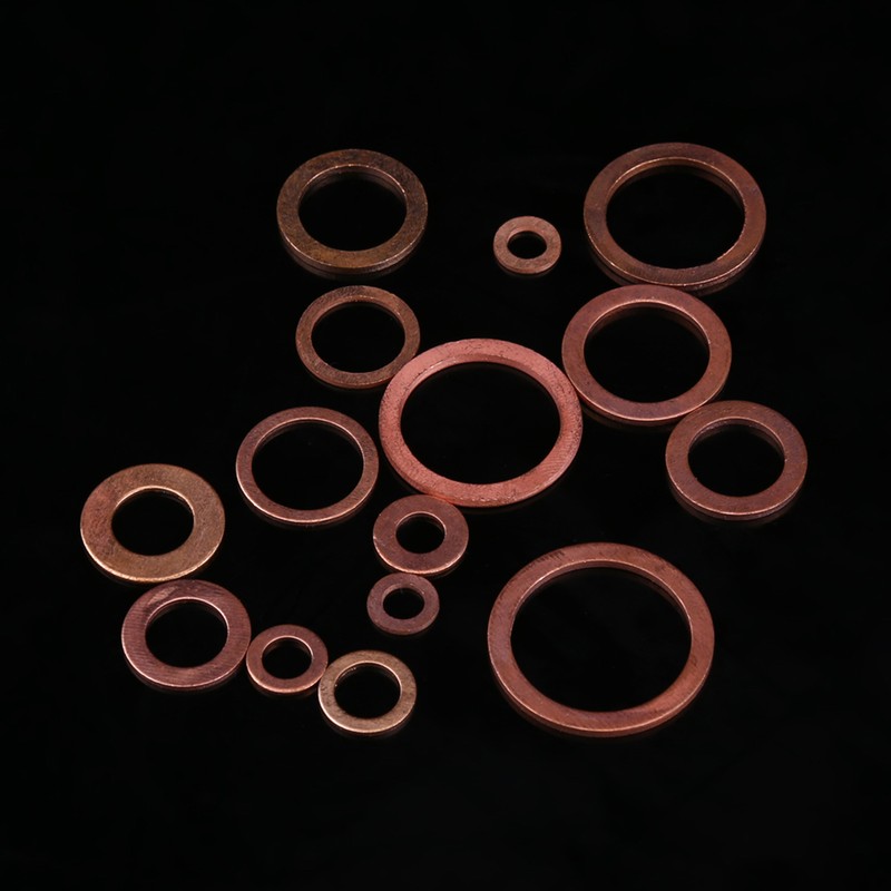 150pcs Metric 15 Sizes Copper Flat Washers Gaskets Assortment Set