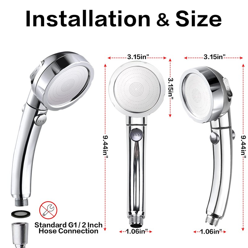 NOSAME Shower Head, Filter Filtration High Pressure Water Saving 3