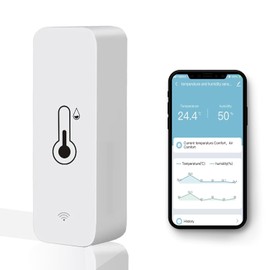 Wi-Fi Smart Thermometer Hygrometer, Digital Mini Indoor Temperature and Humidity Sensor, Room Temperature Humidity Sensor App Remote Control for Greenhouse Cellar,Compatible Alexa/Google Home