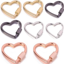 DACUAN Heart Shaped Key Ring, Heart Carabiner Clip, 8 PCS Cute Carabiner Keychain, Small Spring Snap Hooks, Mini Metal Heart Buckle for Hiking Fishing Traveling, Snap Hook, Multicolor (Medium)