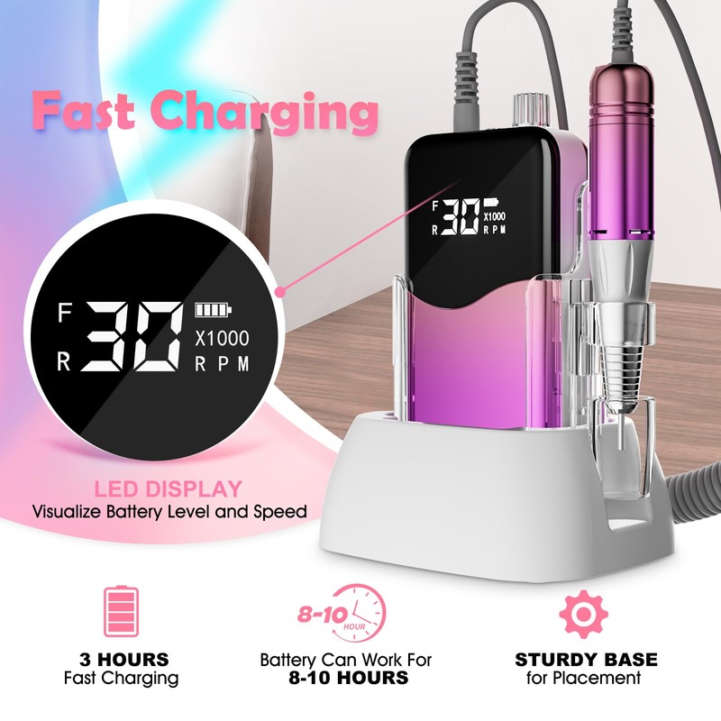 CIVPOWER Nail Drill Professional: 35000RPM Electric Nail File - Portable
