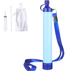 Camping Water Filter Personal Water Purification Straw Portable Outdoor Survival Water Purification Kit 0.01 Micron Emergency Gear for Outdoor Hiking, Camping, Travel and Emergency Preparedness