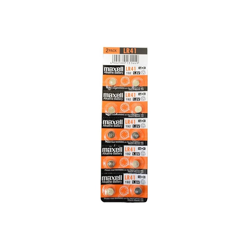 Maxell Batteries LR41 (192, AG3) Alkaline Button Size Battery, On