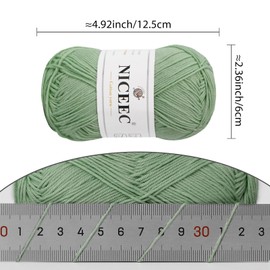 NICEEC 4 Skeins Soft Baby Yarn 100% Cotton Yarn for Crochet Knitting 4 Ply Yarn Blanket Yarn for DIY Craft Fingering Weight Yarn Total Length 4×175yds/4×50g-Willow