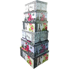 Alef Elegant Decorative Themed Nesting Gift Boxes -6 Boxes- Nesting Boxes Beautifully Themed and Decorated - Perfect for Gifts or Simple Decoration Around the House! (Eiffel Tower)