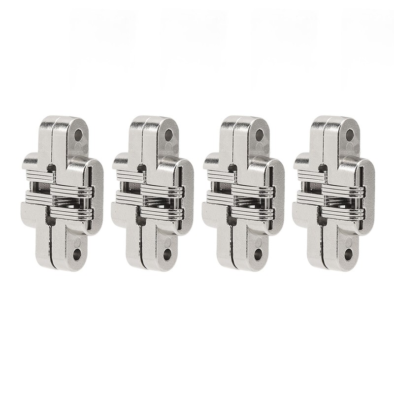 4Pcs Mini Zinc Alloy Cross Hidden Hinge 180 Degree Swing