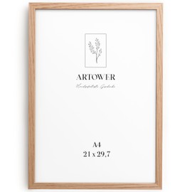 Artower® Picture Frame DIN A4 21 x 30 cm Natural Wood Oak Thin Frame Poster Frame Large Vintage Collage Picture Frame 21 x 29.7 cm Wooden Picture Frame Poster Real Wood