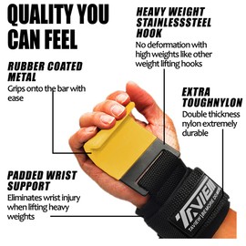 TAVIEW Weight Lifting Hooks Heavy Duty Lifting Wrist Straps for Pull ups Deadlift Straps for Power Lifting Lifting Grips with Padded Workout Straps for Weightlifting Gym Gloves for Men and Women