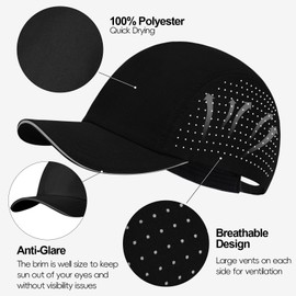 Oversize XXL Running Caps Quick Dry Baseball Caps Cooling Breathable Mesh Hats for Big Heads, Men Dry Fit Hats for Workouts Black