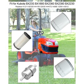 HUQUZN Filter Kit Fit for Kubota BX23S BX1880 BX2360 BX2380 BX2230 Replace K1211-82320 HH150-32430 HHK72-14080 12581-43012