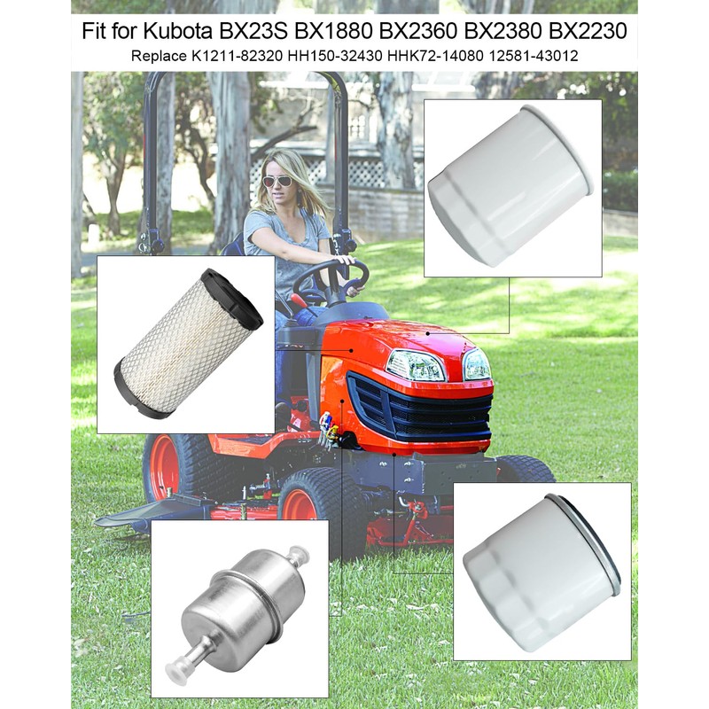 HUQUZN Filter Kit Fit for Kubota BX23S BX1880 BX2360 BX2380