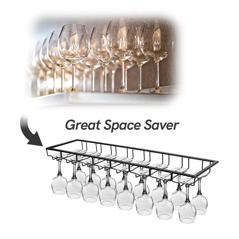 Xverycan Wine Glass Rack Under Cabinet, 8 Row Extreme Large