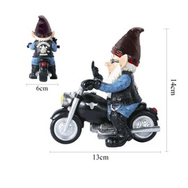 DIKARIYA Garden Gnome Motorcycle Gnomes for the Garden, Garden Gnomes Funny for Outdoors, Funny Gifts for Men, Motorcycle Gifts, Waterproof Garden Gnome Statue for Garden Decoration, Patio, Balcony