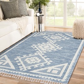 LUXE WEAVERS Ibiza Collection 8066 Blue 8x10 South Western Geometric Area Rug