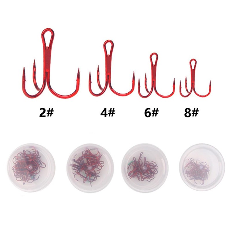Treble Fishing Hooks, 80PCS Small Round Bend Triple Hard Lure
