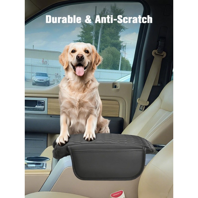 BystralX Center Console Cover Nappa Leather Armrest Cover Compatible with