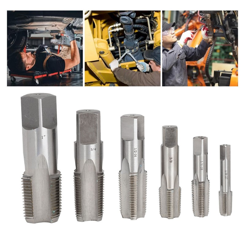 6Pcs NPT Pipe Tap Set Thread HSS for Plumber Industrial