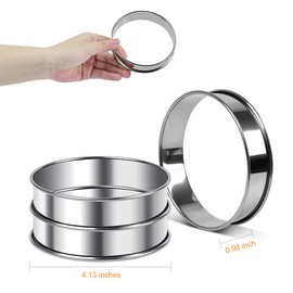 Sopito Crumpet Rings, 6PCS Double Rolled English Muffin Rings Stainless Steel Tart Rings for Baking, Round 4 Inches(10.5cm)