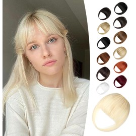 Wodelanle Clip in Bangs,Natural Fake Bangs Hair Clip,Bleach Blonde French Bangs Fringe with Temples Hairpieces for Women Clip on Bangs Hair Extenisons Curved Bangs for Daily Wear