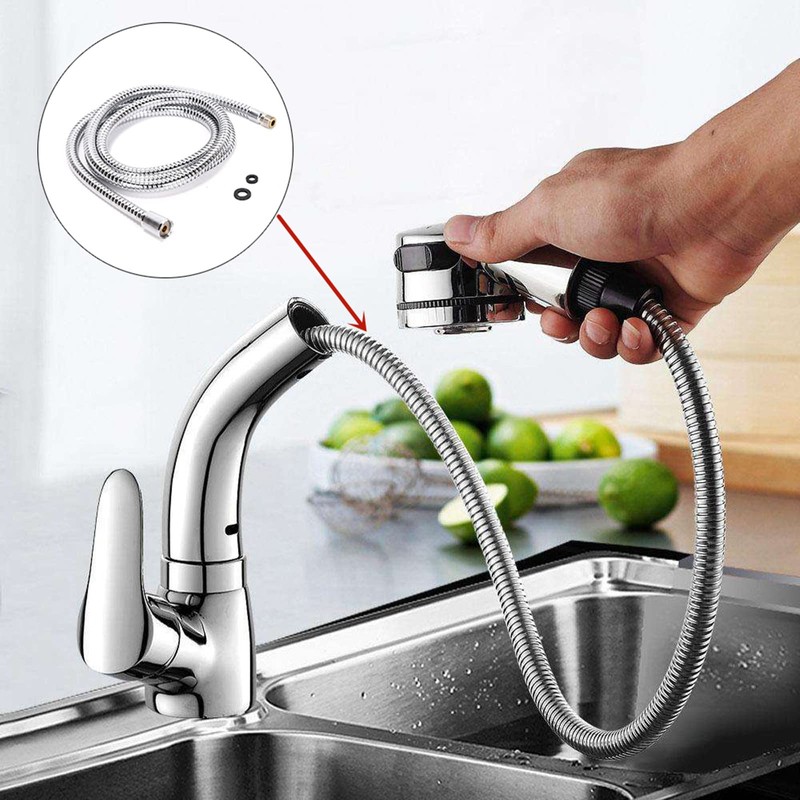 Ruimou Kitchen Faucet Pull Out Hose Stainless Steel Plated(M15&G1/2) 78inch
